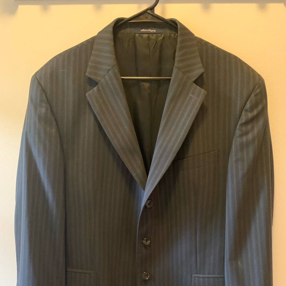 Paul Fredrick Blazer and Pants. Navy striped suit. Two piece. 44R